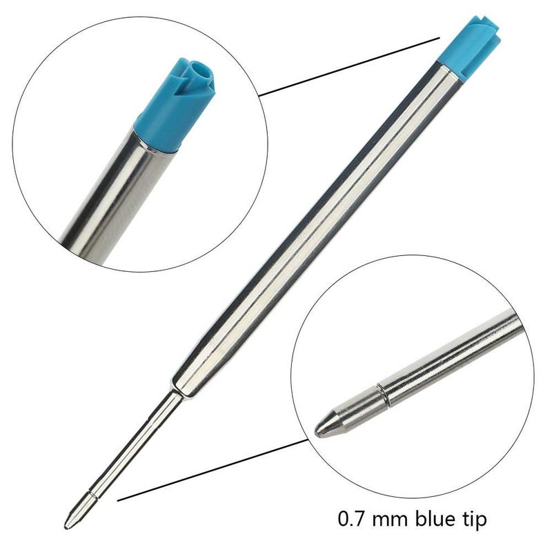 Onwon 30 Pieces Replaceable Ballpoint Pen Refills 1.0mm Medium Point Metal Refill Smooth Writing Ball Point Pen Refills Black & Blue Ink - Image 3